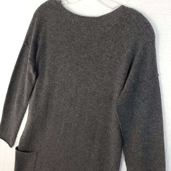 KOKUN 100% Cashmere Sweater Dress Tunic Knit Gray size S Relaxed Fit Lagenlook - Picture 9 of 11
